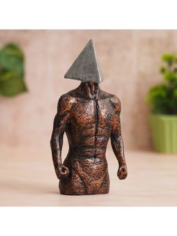 eCraftIndia - Copper, Silver Polyresin Men Statue Triangle Sign on Face Human Figurine