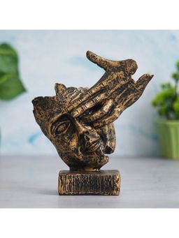 eCraftIndia - Brown Polyresin Antique Human Face Sculpture with Hand on Eye Human Figurine