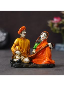 eCraftIndia - Polyresin Man and Woman Playing Veena Statues Decorative Couple Showpiece