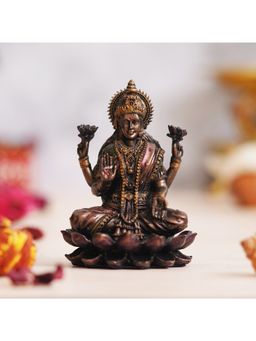 eCraftIndia - Polyresin Handcrafted Blessing Goddess Lakshmi Statue sitting on the Lotus Flower