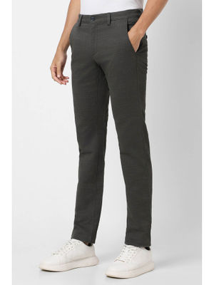 Buy Van Heusen Men Grey Textured Slim Fit Trousers Online