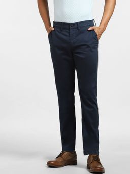 Jack & Jones - Navy Blue Mid Rise Regular Fit Pants