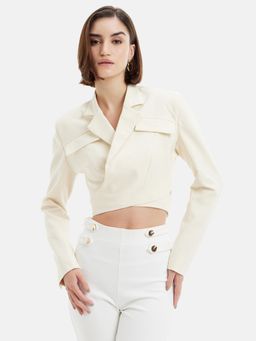 Kazo - Notched Collar Blazer with Back Knot Detail