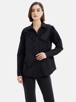 Kazo - Solid Ruffled Full Sleeves Shirt