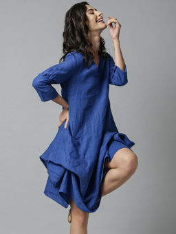 RAREISM - Blue Solid Midi Dress