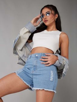 DOLCE CRUDO - Blue Solid Regular Shorts