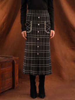 Kazo - Black Checks Tailored Skirt