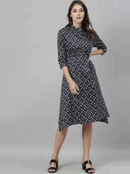 RAREISM - Navy Blue Printed Dress