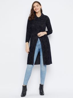 ZIGO - Women Winterwear Solid Black Long Cardigan