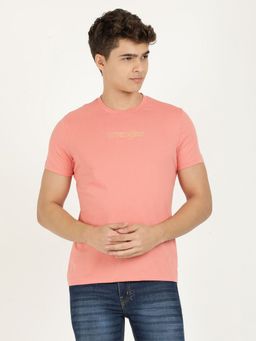 Wrangler - Men Printed Pink T-Shirt (Regular)