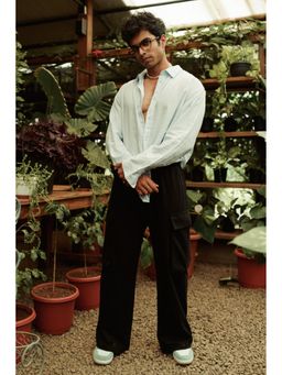 FREAKINS - Mens Black Knit Cargo Pant