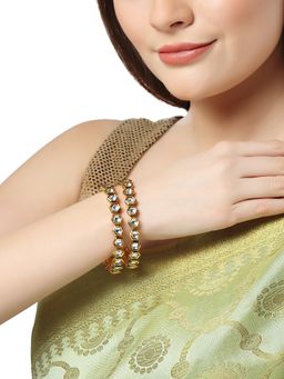 Karatcart - Set of 2 Silver-plated Ad Studded Bangles For Women