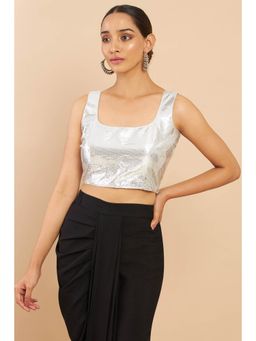 Soch - Women Silver Embellished Sequined Blouse