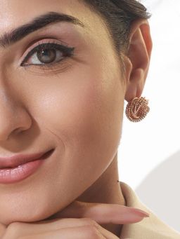 Priyaasi - Tangled Love Rose Gold-Plated Stud Earrings