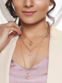 Priyaasi - Layered Eye Design Gold-Plated Link Style Necklace