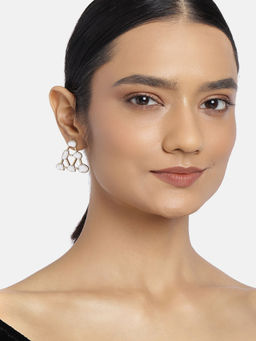 Estele - Gold Plated Aayna Art Deco Polki Stud Earrings for Women.