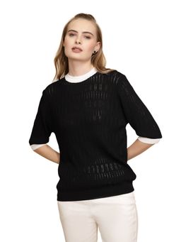 Global Republic - Polycotton Crew Neck Three Fourth Sleeves Top For Women