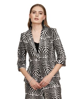 Global Republic - Zebra Cotton Three Fourth Sleeves Coat For Women