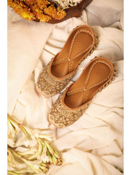 5 Elements by Radhika Gupta - Women Shailaja Jutti Casual Round Toe Beige & Gold