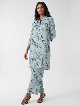 max - Women Blue Floral Print Straight Kurta with Pant