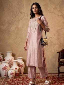 max - Women Pink Embroidered Kurta with Pant