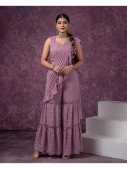 Juniper - Pink Pre-Draped Saree Co-ord Set