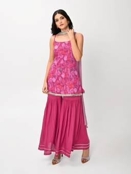 ZLAATA - Pink Kurta with Sharara and Dupatta