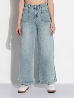 SHOWOFF - Edition Women's Blue High Rise Wide Leg Jeans
