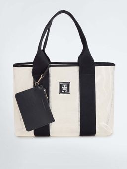 Tommy Hilfiger - Off White The Monotype Nylon Tote Bag with Pouch