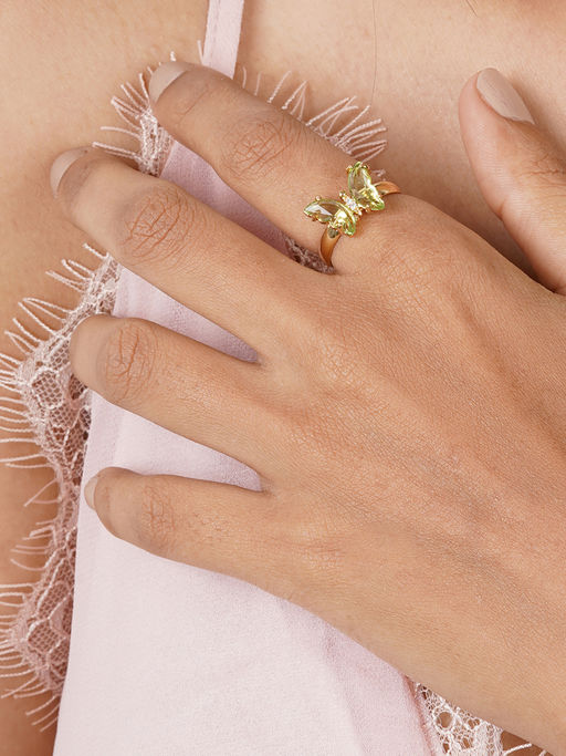 Joker and Witch Joker & Witch Mabel Butterfly Light Green Stone Ring