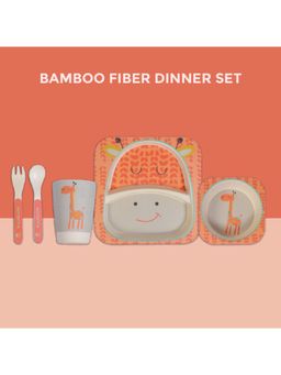 Polka Tots - Eco Friendly 5 Pc Bamboo Fiber Dinner Set For Toddler (Girraffe)