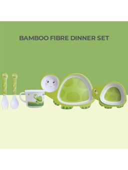 Polka Tots - Eco Friendly 5 Pc Bamboo Fiber Dinner Set For Toddler (Turtle)