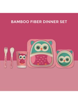 Polka Tots - Eco Friendly 5 Pc Bamboo Fiber Dinner Set For Toddler (Owl)
