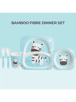 Polka Tots - Eco Friendly 5 Pc Bamboo Fiber Dinner Set For Toddler (Zebra)