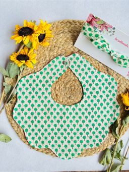 Choko - Enchanted Garden Bib & Headband Set for Baby Girls (0-36 Months) - Waterproof