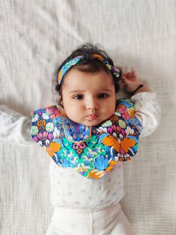 Choko - Whimsical Flowerburst Bib & Headband Set for Baby Girl (0-36 Months) - Waterproof