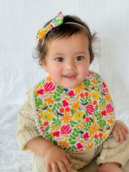 Choko - Floral Fantasy Bib & Headband Set for Baby Girls (0-36 Months) - Waterproof