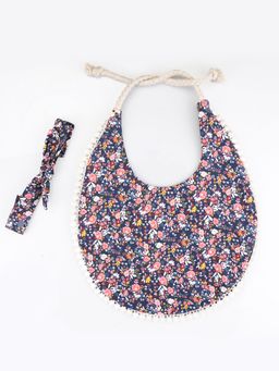Choko - Blueberry Blooms Bib & Headband Set for Baby Girls (0-36 Months) - Waterproof