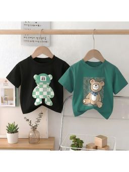 Googo Gaaga - Cotton Teddy Printed Half Sleeve T-Shirts (Pack of 2)