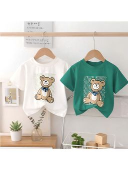 Googo Gaaga - Cotton Teddy Bear Printed Half Sleeve T-Shirts (Pack of 2)