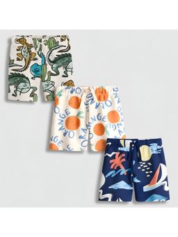 Googo Gaaga - Cotton Multi-Color Printed Elastic Waist Wear Shorts (Pack of 3)