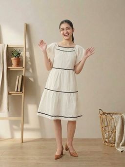 Lil Tomatoes - Girls Cotton Woven Half Sleeves Dress