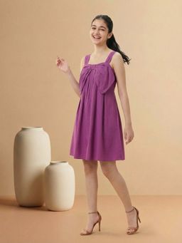 Lil Tomatoes - Girls Cotton Woven Sleeveless Solid Dress
