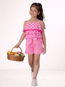 Lil Drama - Petal Play Girls Pink Top With Shorts