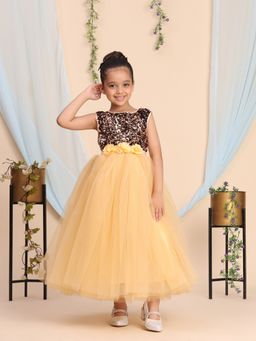 Toy Balloon Kids - Golden Full Length Girls Party Wear Gown