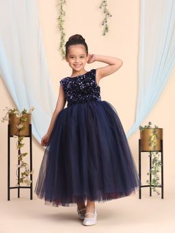 Toy Balloon Kids - Navy Blue Full Length Girls Party Wear Gown