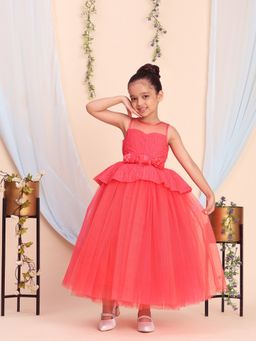 Toy Balloon Kids - Red Full Length Girls Party Wear Gown