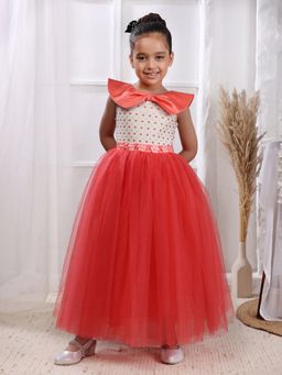Toy Balloon Kids - Coral Full Length Girls Party Wear Gown