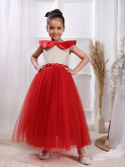 Toy Balloon Kids - Red Full Length Girls Party Wear Gown