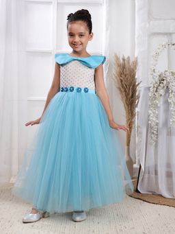 Toy Balloon Kids - Sky Blue Full Length Girls Party Wear Gown